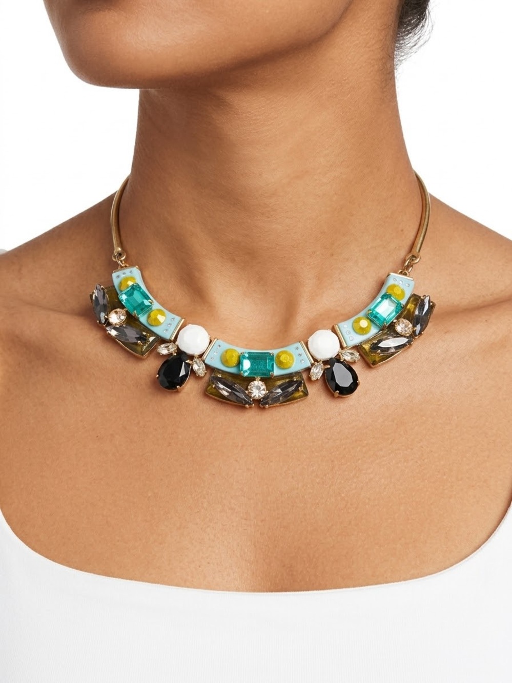 J Crew Statement Gem Collar Necklace in Teal &